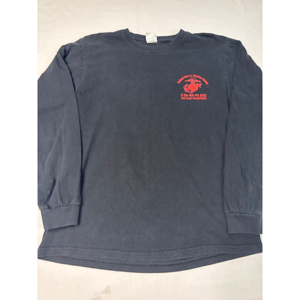 Anvil USMC Mighty Fourth OCS Log Race Champions Long Sleeve Graphic Tee Black M